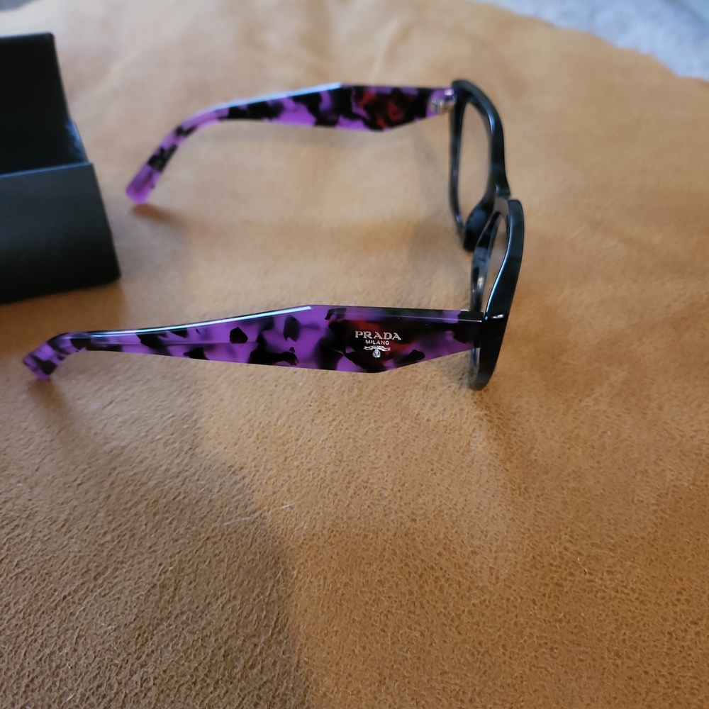 Prada Blue Frame W/ Pink Tortoiseshell Temples Glasses With Case And Cloth - Picture 2 of 3